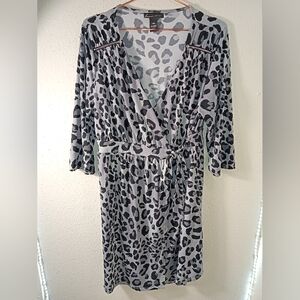 Women's Lane Bryant Leopard Print Wrap Dress Zipper Pockets sz 14/16